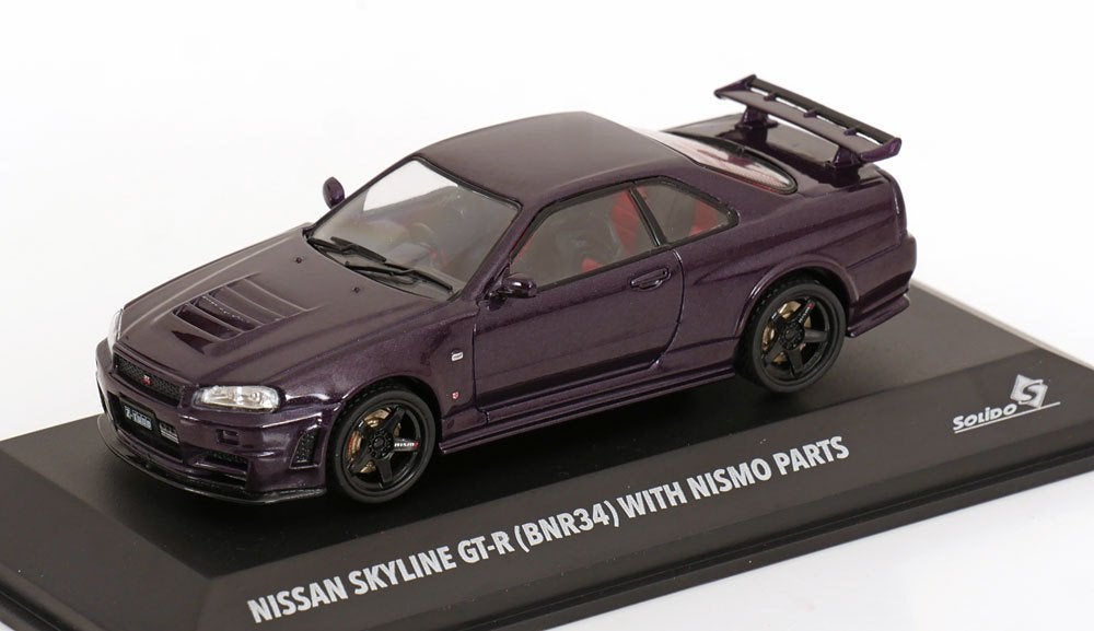 Nissan Skyline GT-R (BNR34) 1996 with Nismo Parts Paars Meta, Solido, Tschuiten@hotmail.com, Auto, Solido