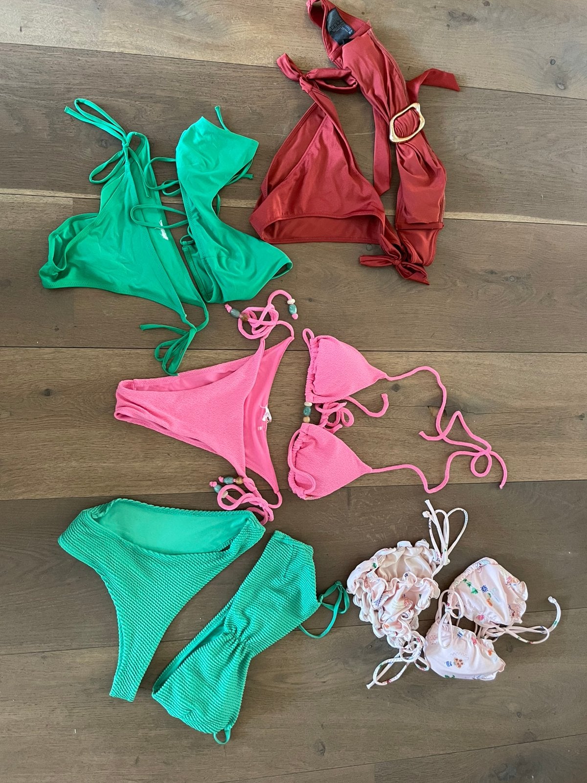 5 Bikini set maat S H&M Loavies groen roze beige, Verzenden, Zo goed als nieuw, Roze, Bikini