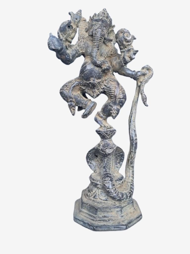 Ganesh/Nritya Ganapati/Bronzen beeld/Azië/Naga, Huis en Inrichting, Woonaccessoires | Boeddhabeelden, 25 cm, Nieuw, Ophalen of Verzenden