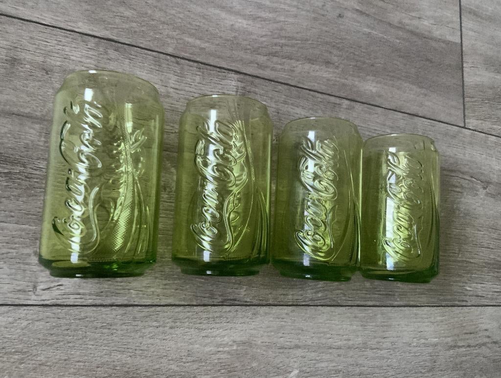 McDonalds Groen Coca Cola Blikje Glas Glazen Limited Edition, Verzamelen, Glas en Borrelglaasjes, Ophalen of Verzenden, Zo goed als nieuw