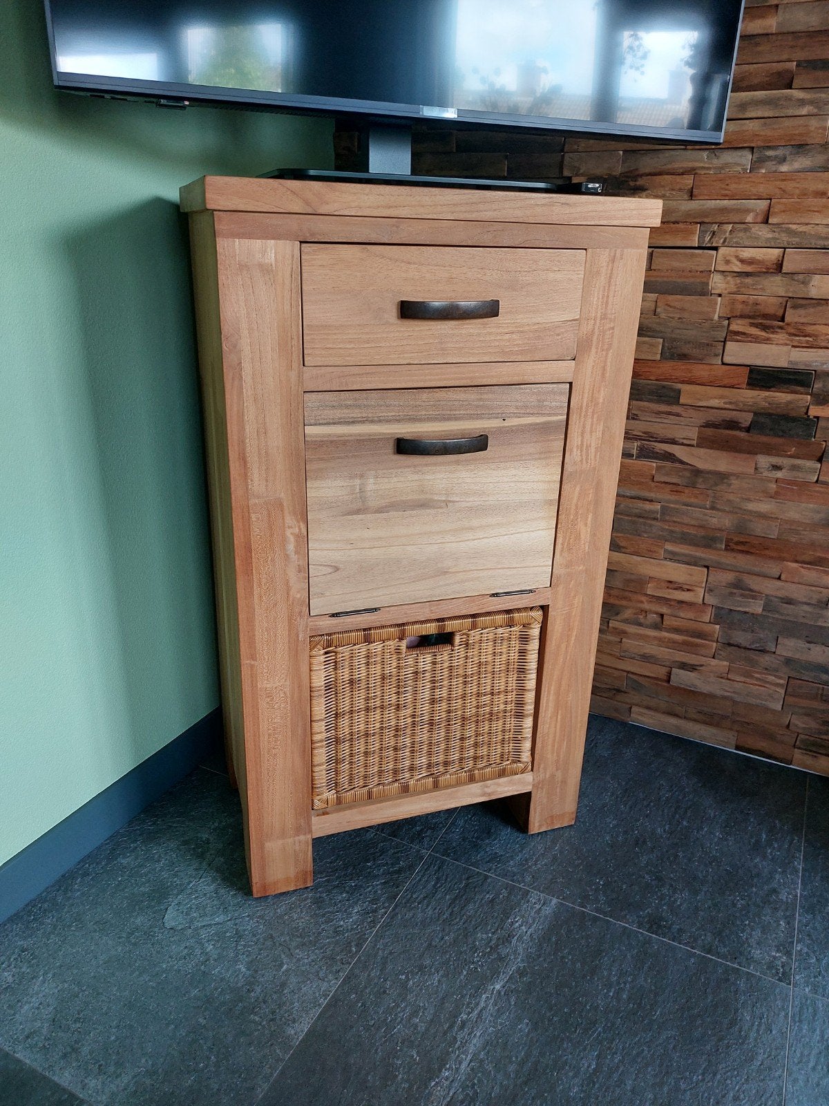 teakhouten televisie kast, Ophalen, Zo goed als nieuw, 65 cm of meer, 70 cm of meer