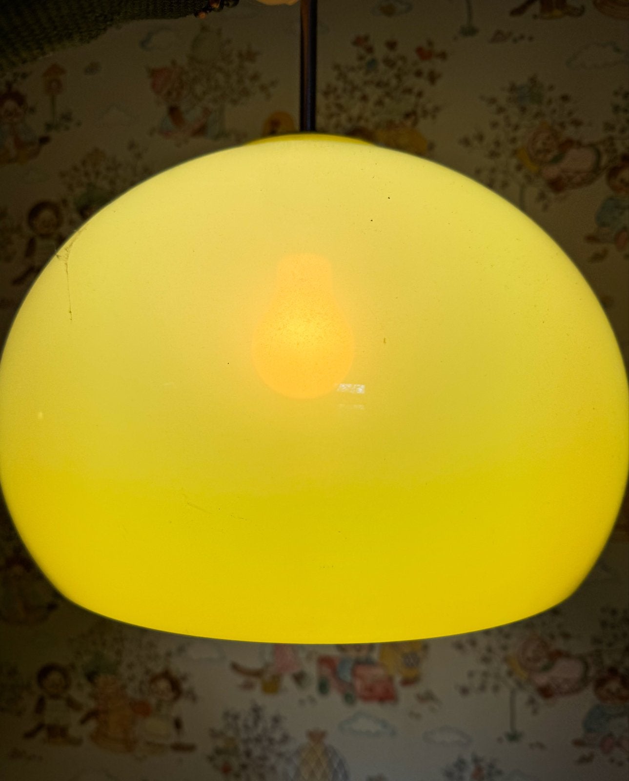 Vintage Space Age Dijkstra Hanglamp Geel Plexiglas, Spaceage vintage retro deens design, Kunststof, Gebruikt, E27 (groot)