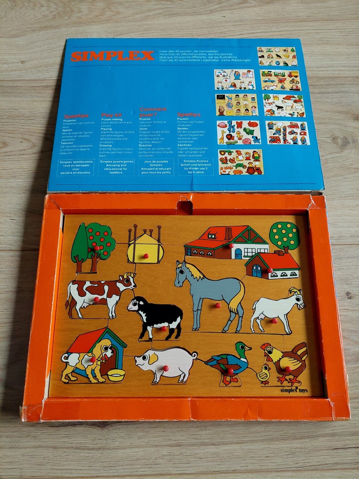 Simplex vintage houten puzzel 6157 boerderij, Ophalen of Verzenden, Gebruikt