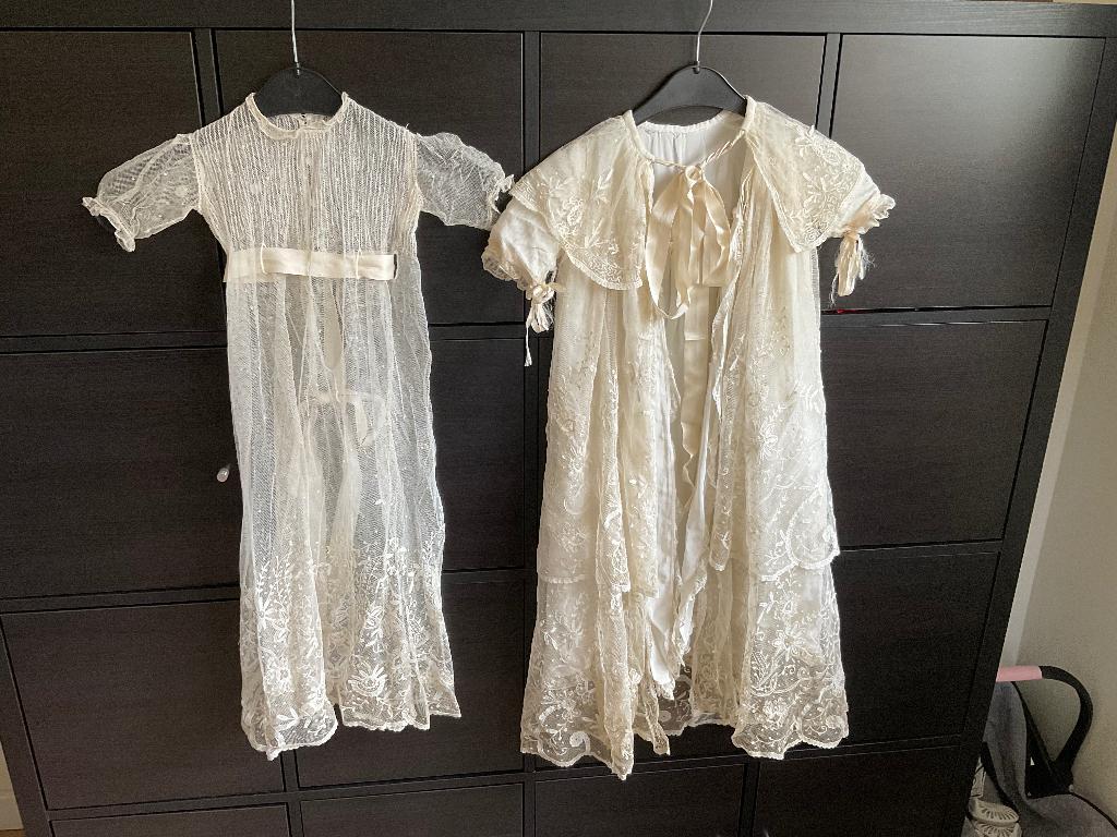 Antiek kanten doopjurk met mantel / cape, Ophalen of Verzenden, Kinderen