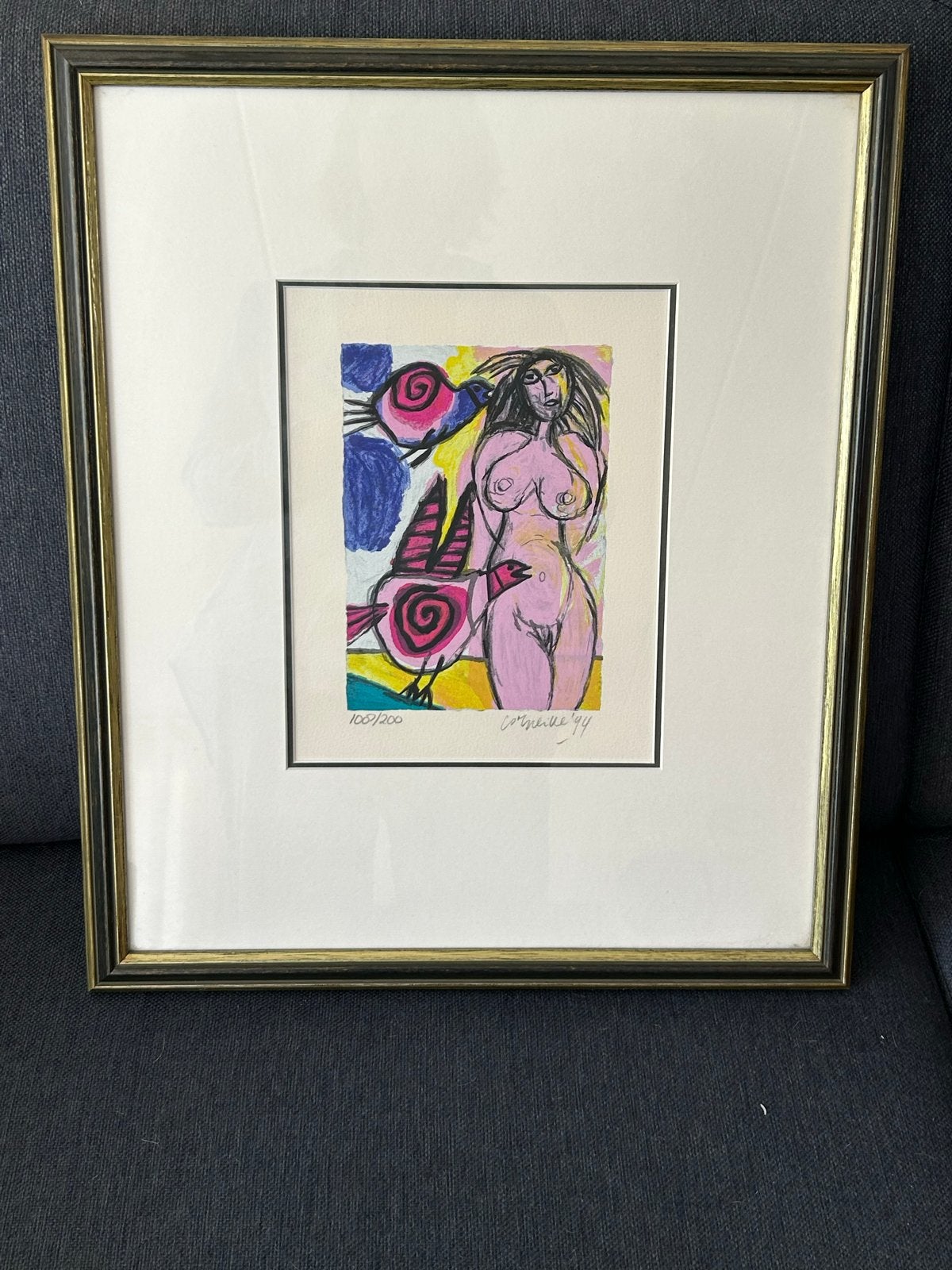 Corneille Litho '94 - Vrouw met vogels (100/200), Antiek en Kunst, Kunst | Litho's en Zeefdrukken, Gelimiteerde oplage, Ophalen