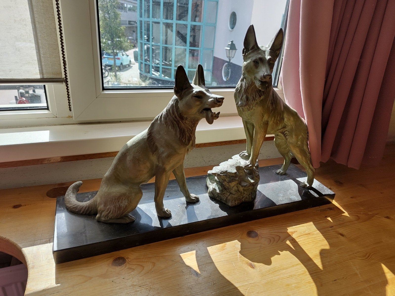 Bronzen Beelden Duitse Herdershonden - L. Carvin, Antiek en Kunst, Kunst | Beelden en Houtsnijwerken, Ophalen, Brons