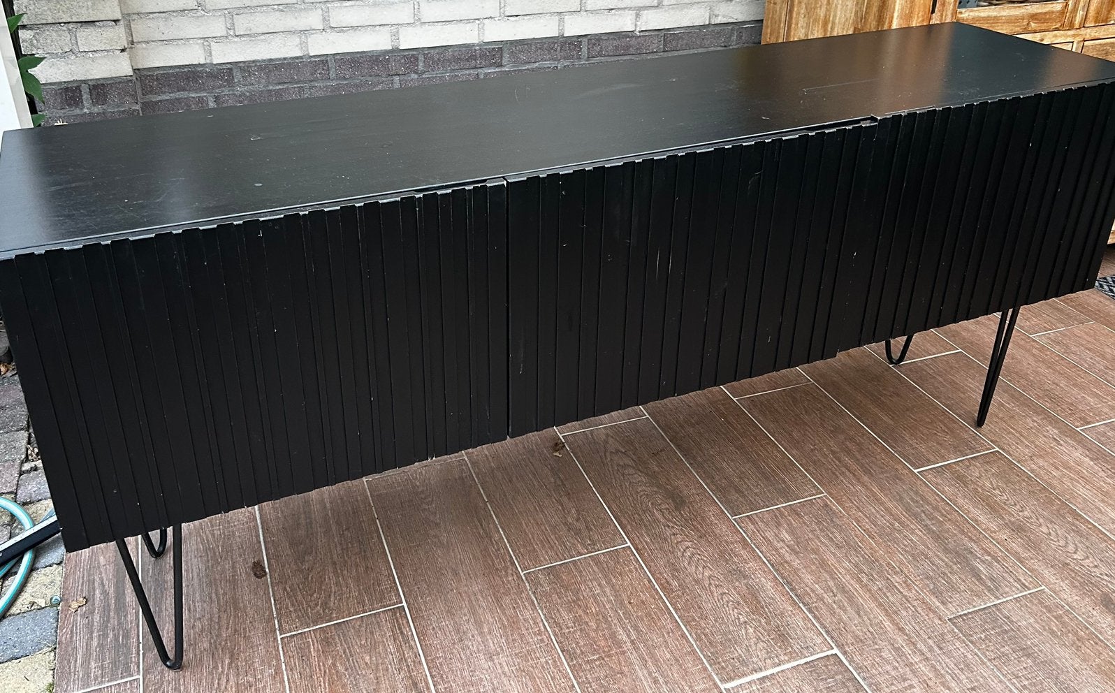 Zwarte ikea tv kast tv meubel 1.80 breeg, Ophalen, Overige materialen, Gebruikt, 150 tot 200 cm