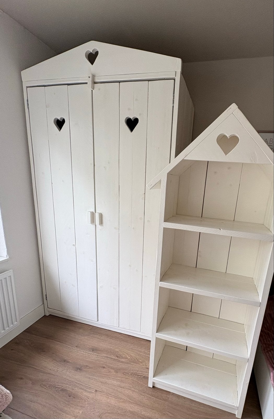 Steigerhouten kledingkast en boekenkast voor kinderkamer, Ophalen, Kast, 50 tot 70 cm, 105 cm of meer