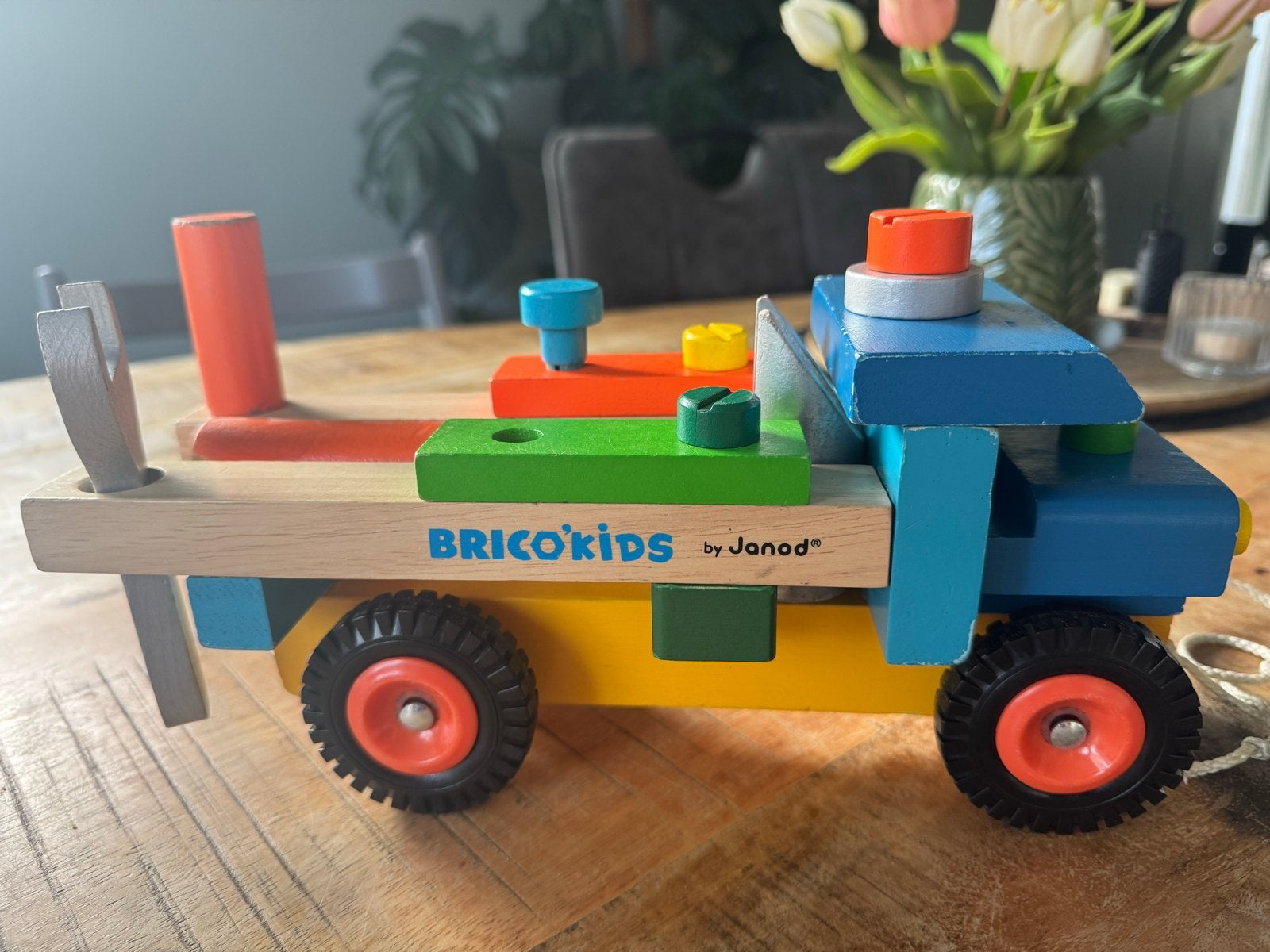 Janod Brico'Kids Houten Vrachtwagen, Ophalen of Verzenden, Gebruikt, Rij- of Hobbelspeelgoed
