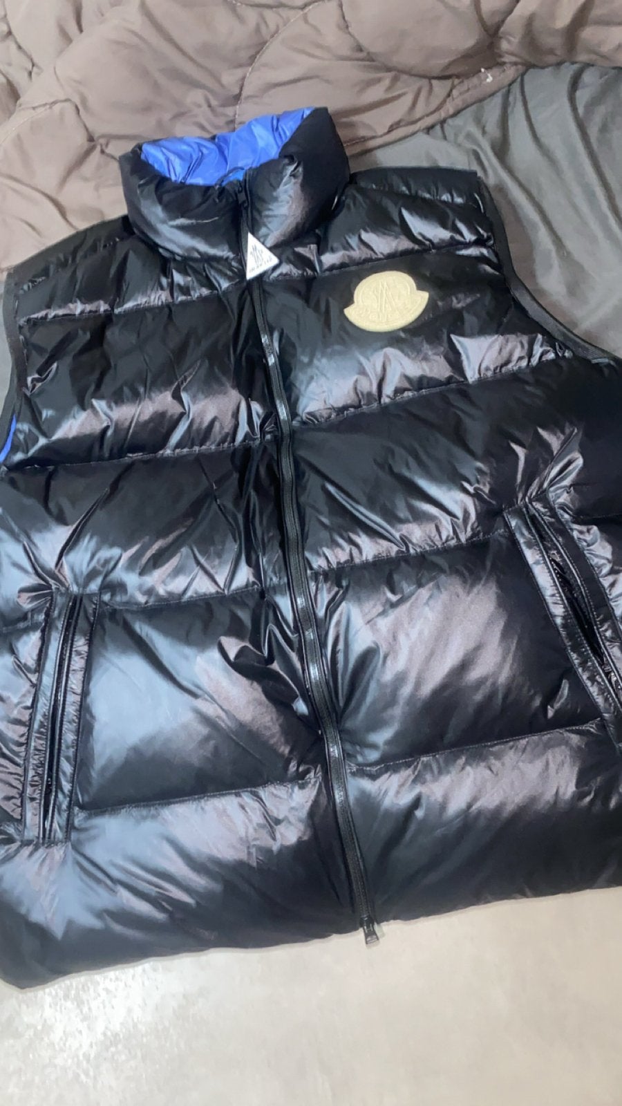 Moncler Bodywarmer Zwart met Blauw - Maat 5 (L/XL), Ophalen of Verzenden, Zo goed als nieuw, Maat 46/48 (XL) of groter, Zwart