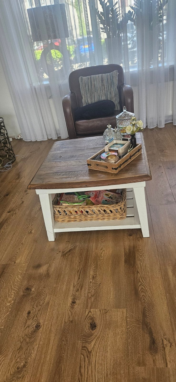 Riviera Maison Eettafel (180x90) & Salontafel (80x80), Ophalen, Gebruikt, 50 tot 100 cm, 150 tot 200 cm