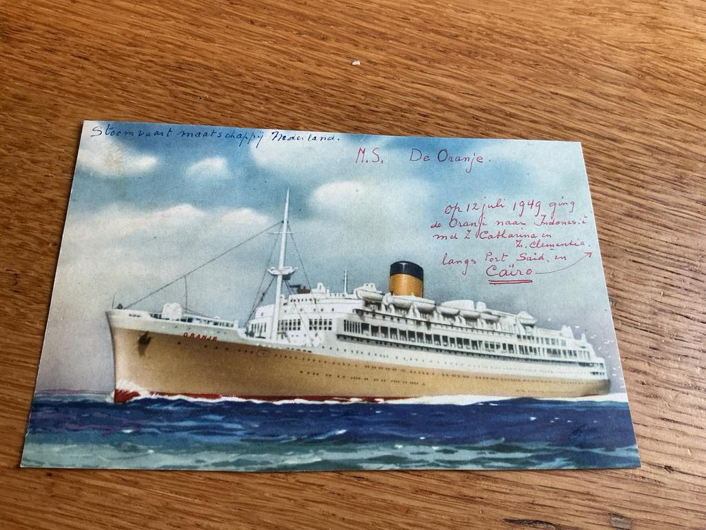 S367 MS ORANJE Moederhuis Dongen bijgeknipt plakresten, Verzamelen, Scheepvaart, Ophalen of Verzenden, Zo goed als nieuw, Kaart, Foto of Prent