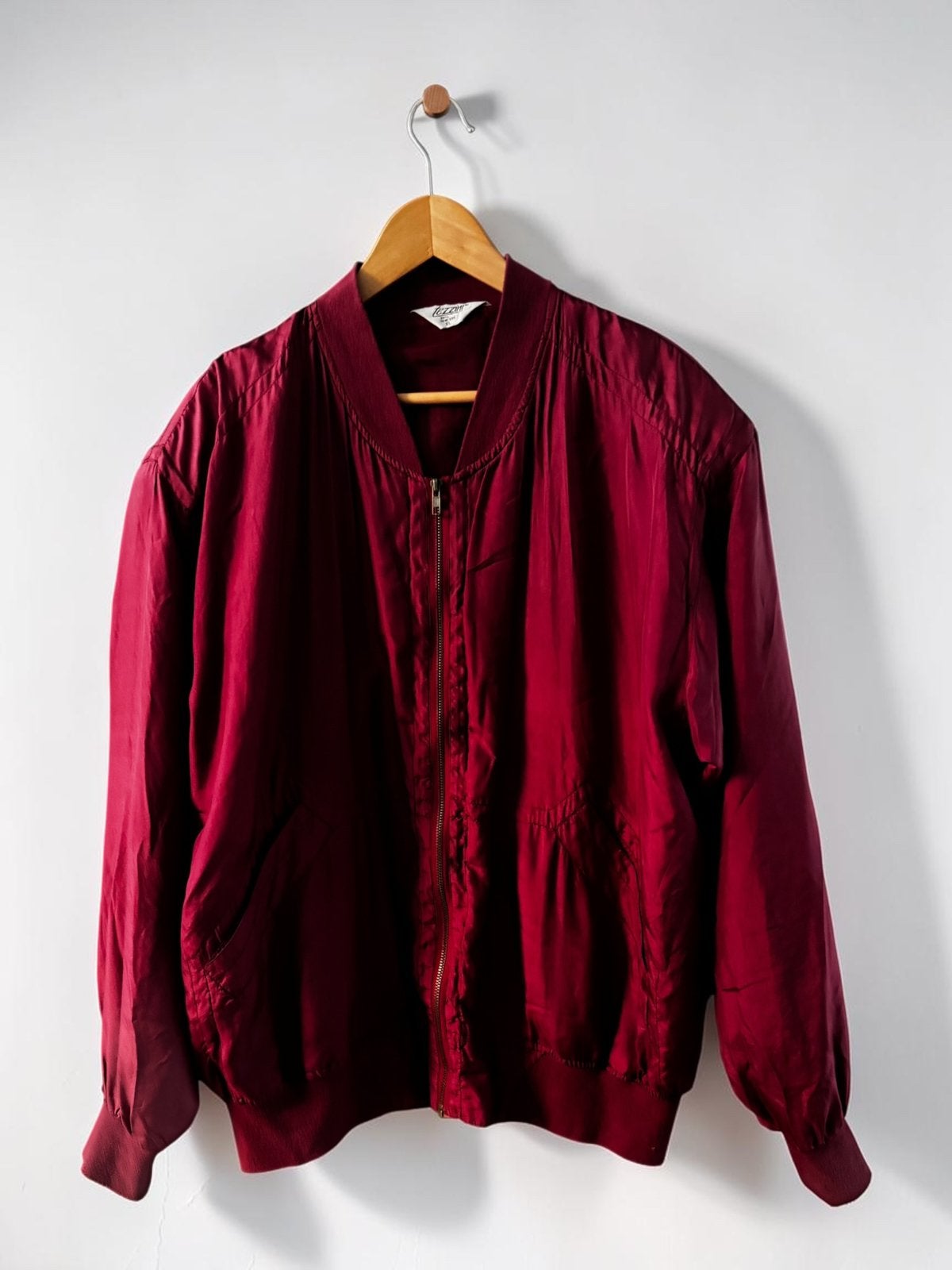 Tezzini bordeaux rood zijde bomberjack jas jack maat XL 42, Ophalen of Verzenden, Zo goed als nieuw, Rood