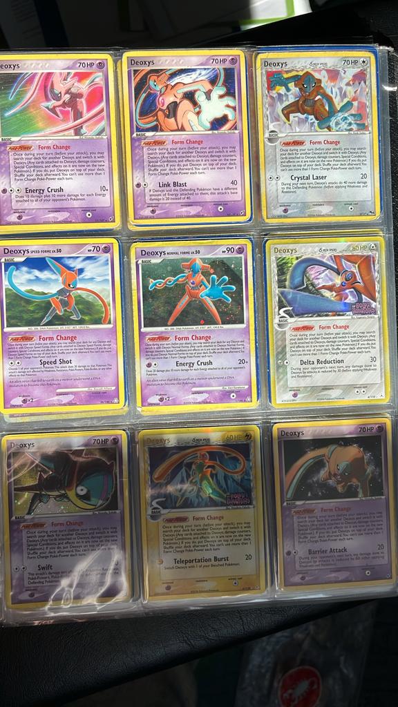 Negen verschillende Deoxys Pokémon kaarten, Ophalen of Verzenden, Gebruikt, Meerdere kaarten, Foil