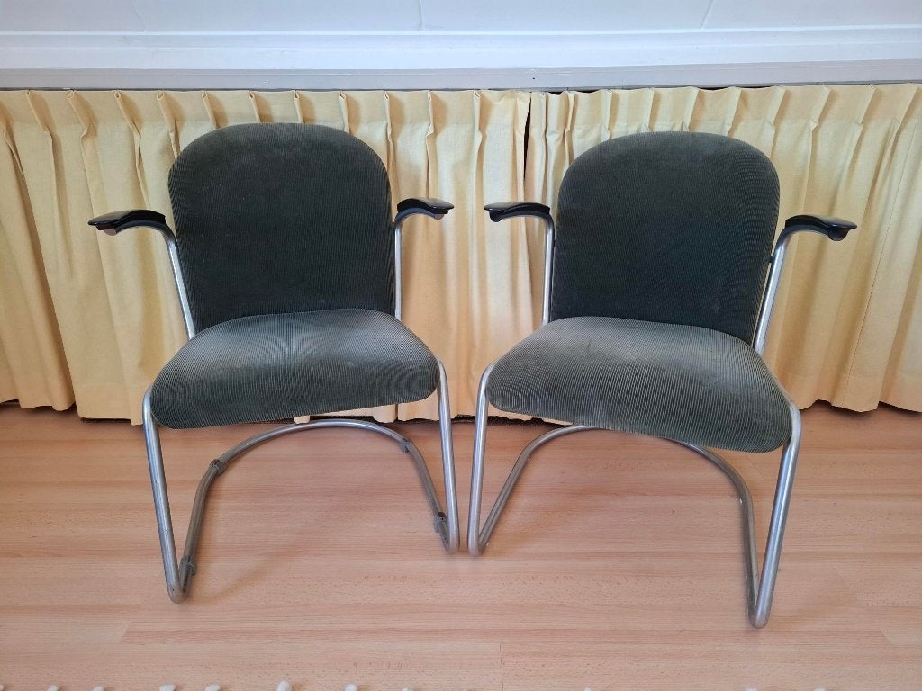 Gispen 413 fauteuils, 2 stuks, Ophalen, Gebruikt, Minder dan 75 cm, Metaal