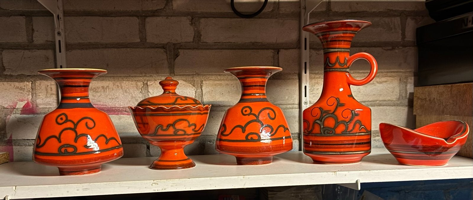 Vintage Plateel GOUDA Holland Oranje Keramiek Set, Ophalen