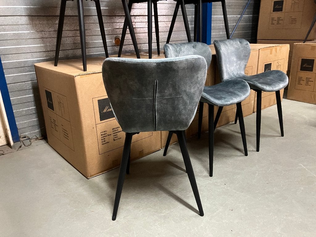 eetkamerstoelen NIEUW set van 4 stuks 125 euro, Ophalen, Blauw, Nieuw, Stof