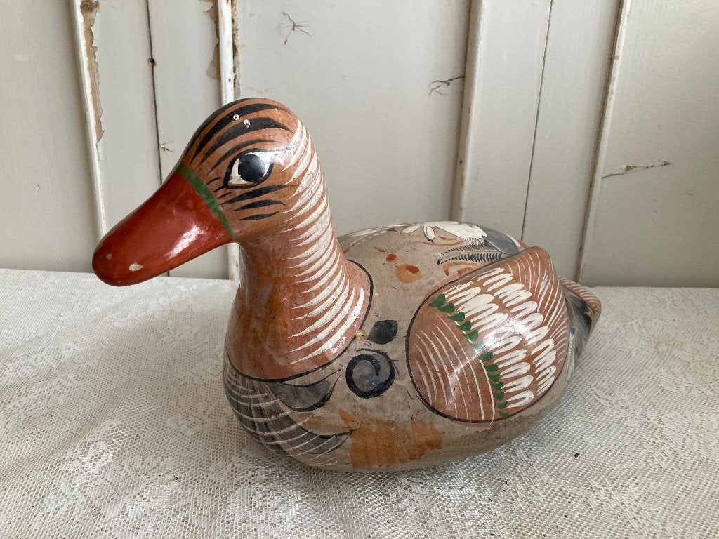 Brocante / Handbeschilderde Mexican Tonala Duck, Ophalen