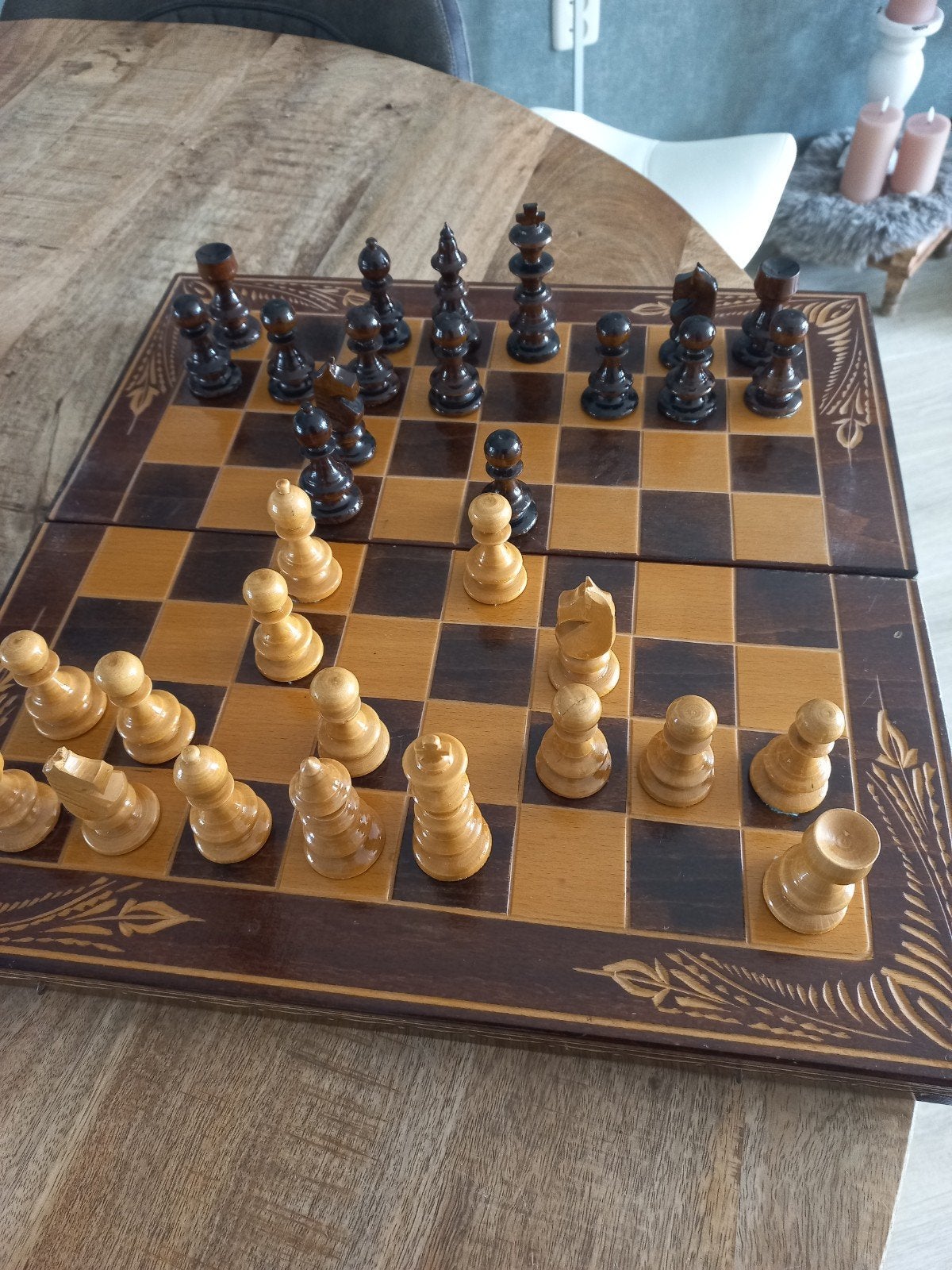Prachtige Luxe houten 2-in-1 Spelset (44x44 cm) schaakspel, Ophalen of Verzenden