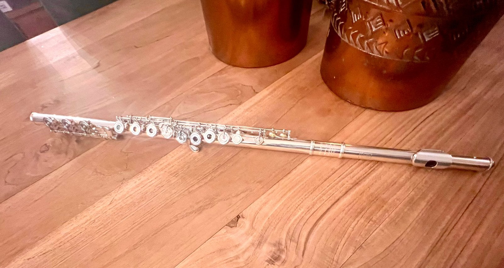 Haynes Amadeus dwarsfluit met een geheel zilveren kop, Muziek en Instrumenten, Ophalen, Zo goed als nieuw
