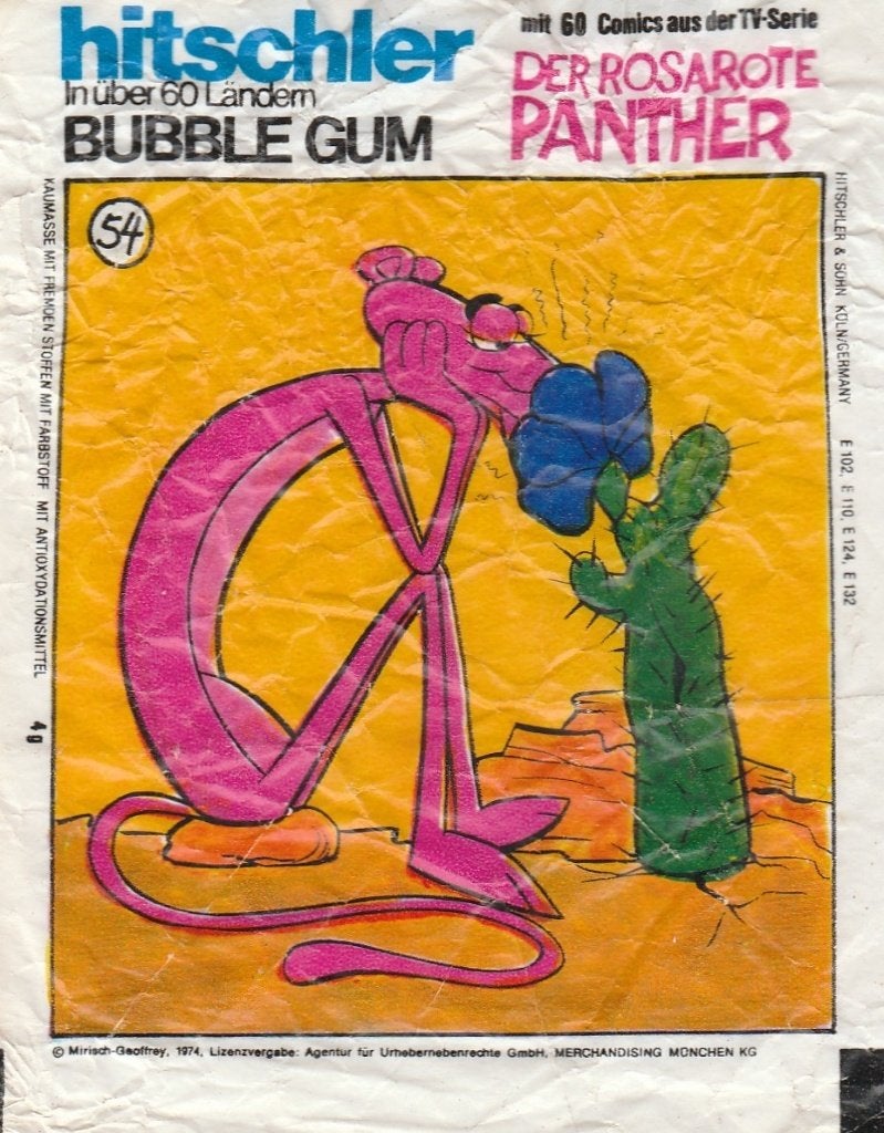 Kauwgomplaatje, Pink Panter, nr 54   (619), Ophalen of Verzenden, Gebruikt