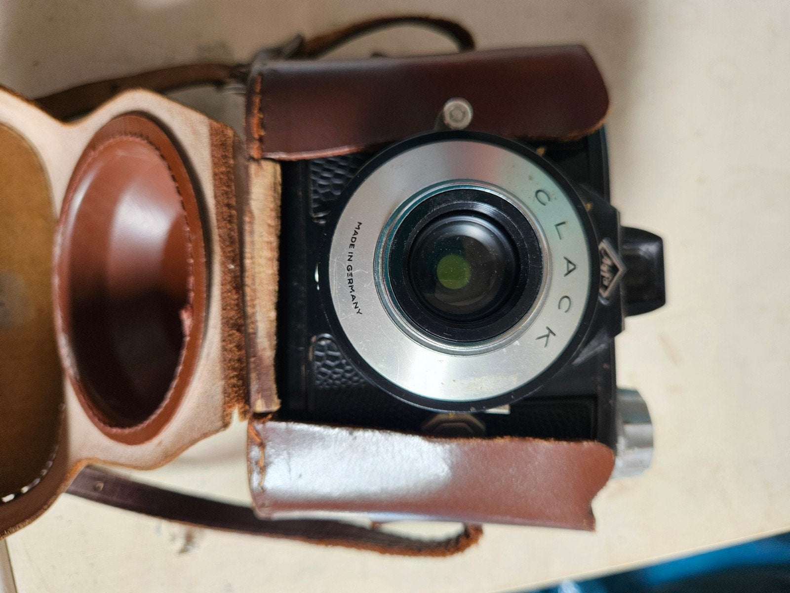 Agfa Clack camera met lederen tas - Vintage camera, Ophalen of Verzenden, Gebruikt, Compact, Overige Merken