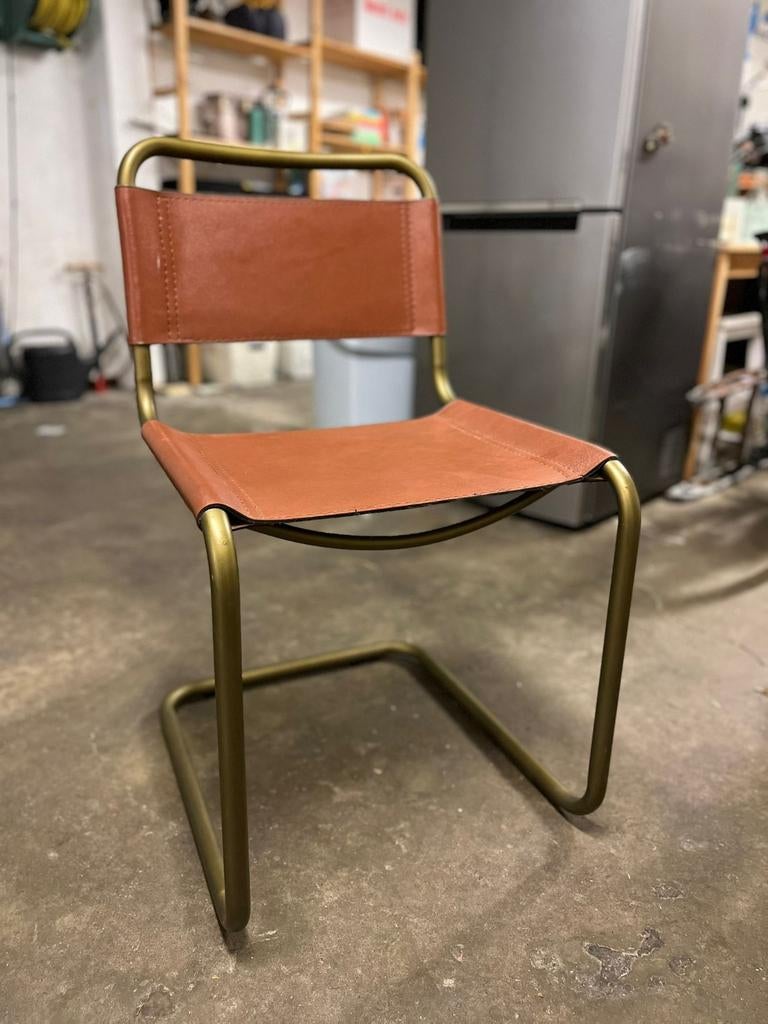 Mooie bruine buisframe stoel, Ophalen, Gebruikt, Bruin, Leer