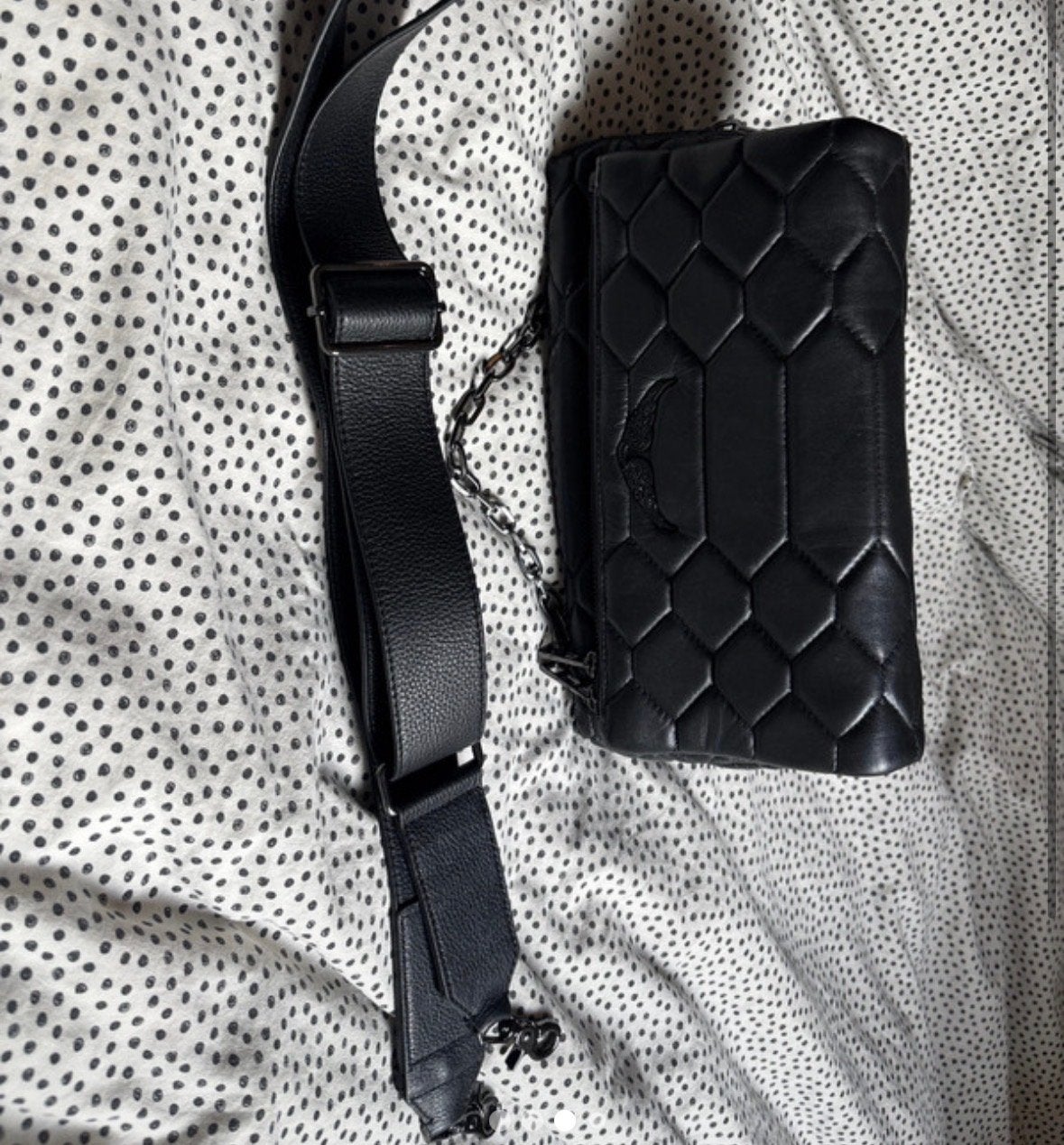 Zadig & Voltaire Rock Nano Pouch - Zwart gewatteerd leer, Sieraden, Tassen en Uiterlijk, Tassen | Damestassen, Verzenden, Zo goed als nieuw