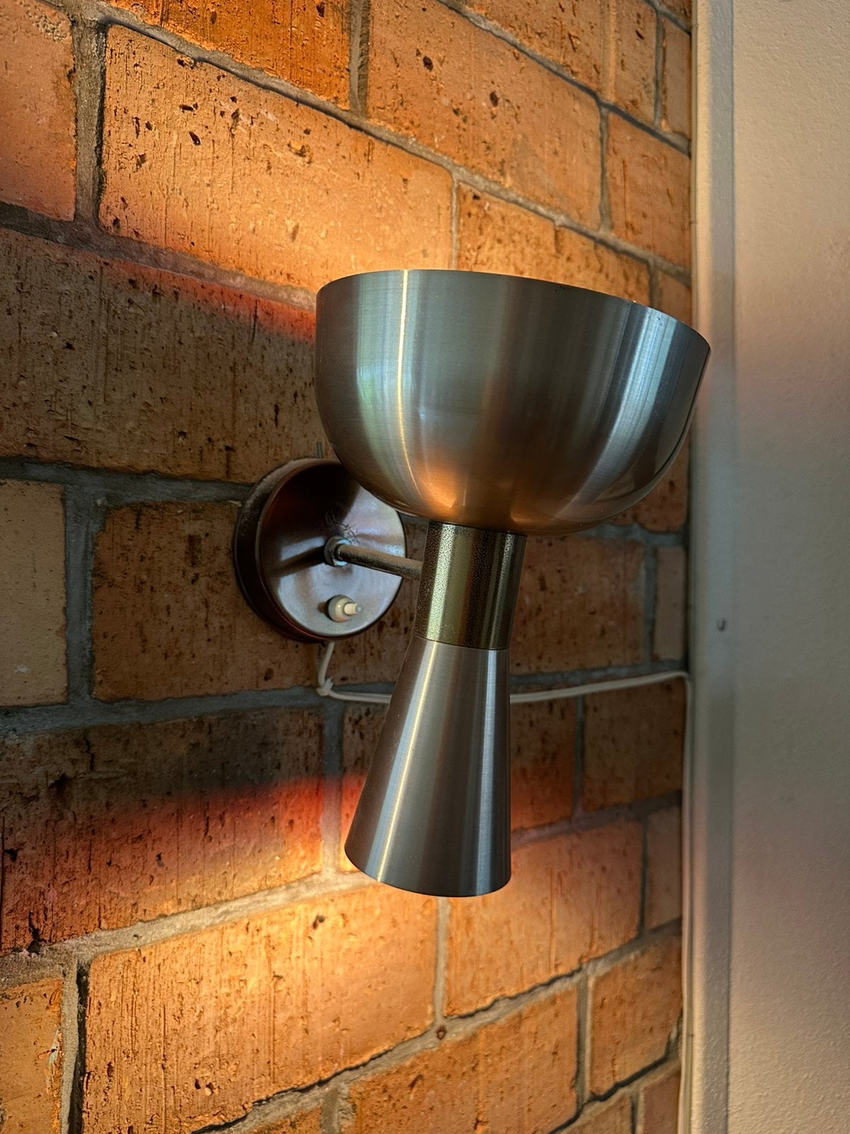 Vintage Herda Diabolo wandlamp jaren 60/70 – alu / oranje, Ophalen, Zo goed als nieuw, Metaal