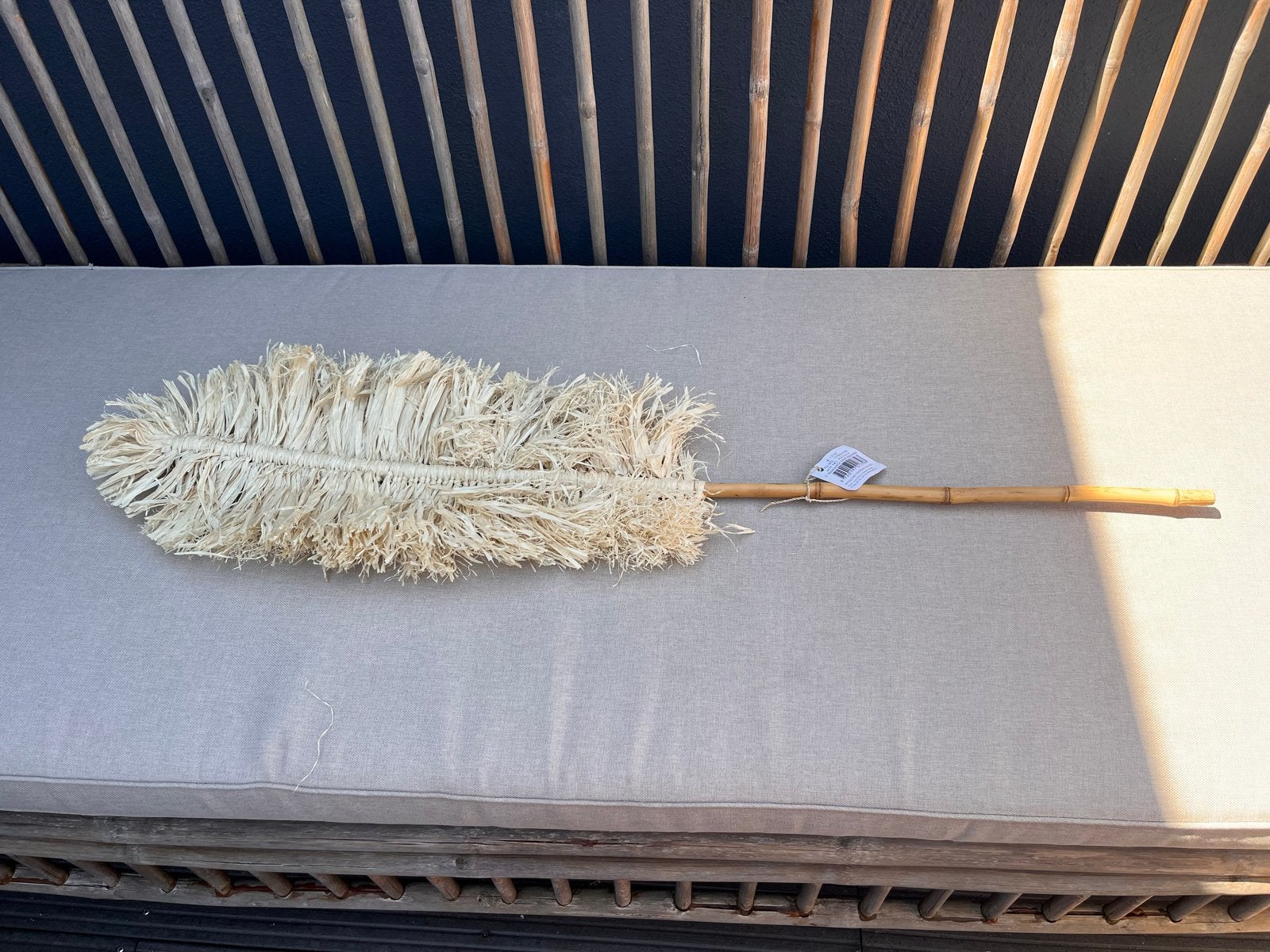 Nieuwe decoratieve pluim/waaier van bamboe en raffia, 105cm, Ophalen, Nieuw