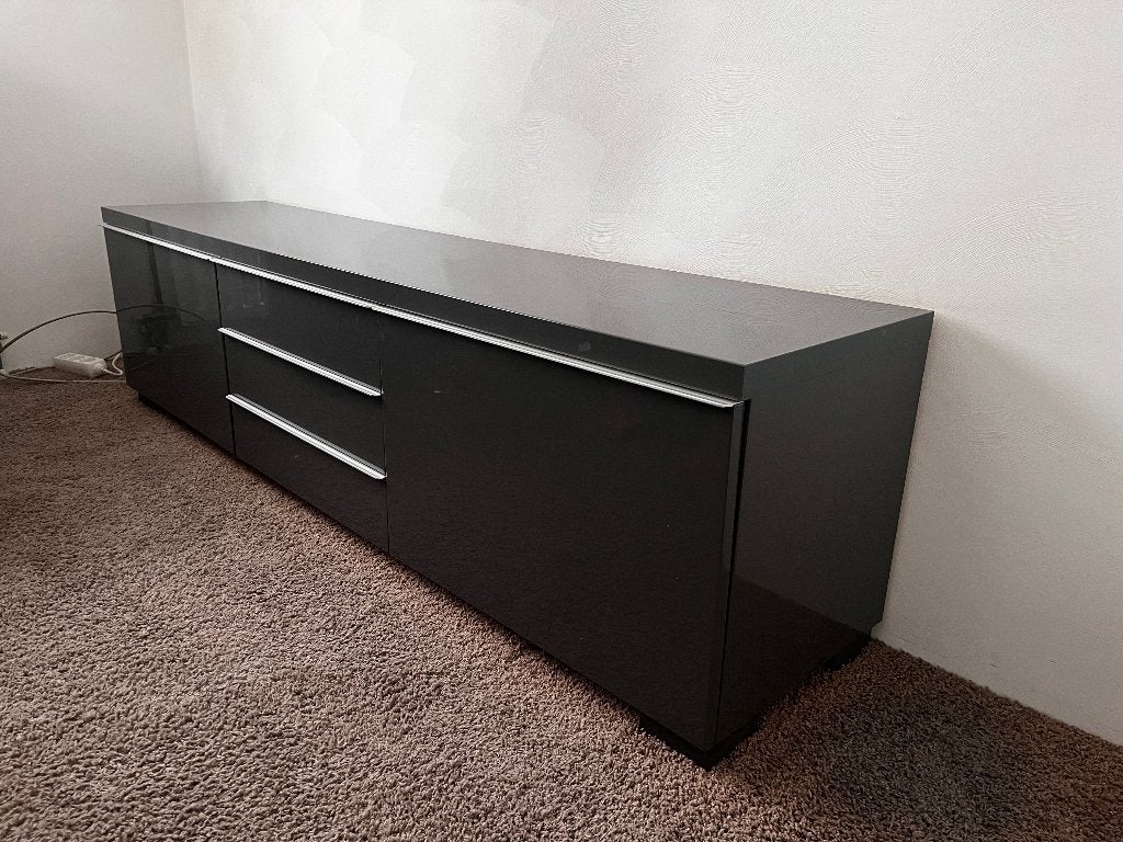 IKEA televisie meubel antraciet lak, Ophalen, 150 tot 200 cm, Zo goed als nieuw, Minder dan 100 cm