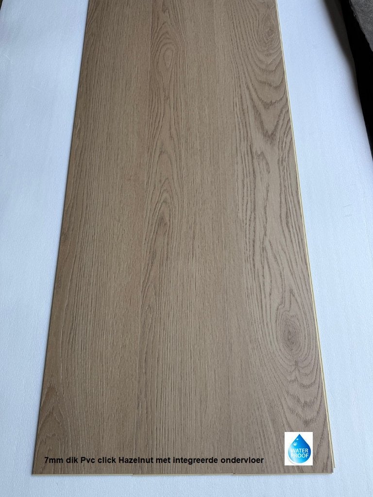 7mm dik Pvc click Hazelnut met geintegreerde ondervloer, 75 m² of meer, Nieuw, Ophalen of Verzenden, Pvc click natural kleur met geintegreerde ondervloer