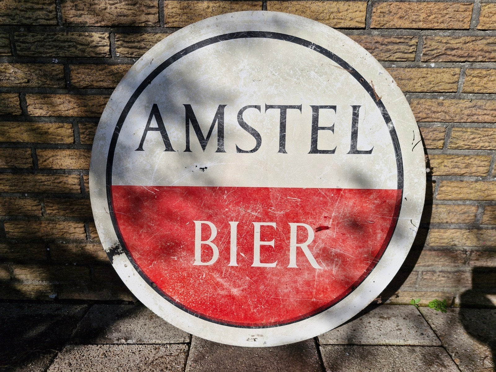 Groot metalen bord Amstel Bier, Verzamelen, Biermerken, Ophalen of Verzenden, Zo goed als nieuw, Reclamebord, Plaat of Schild