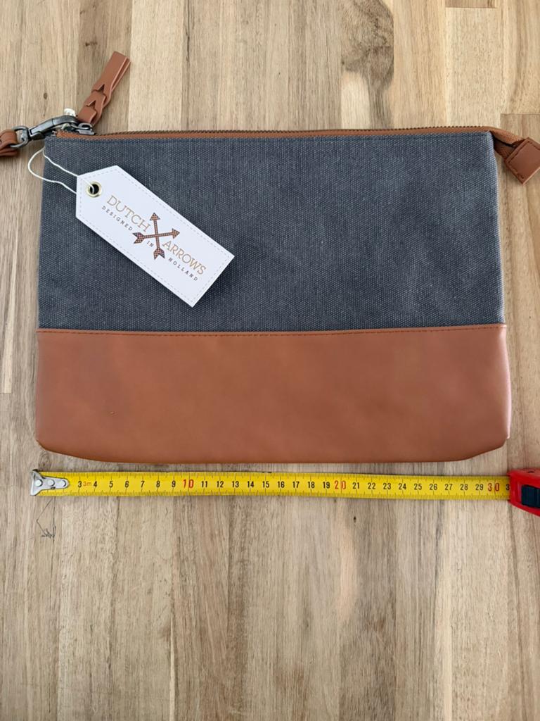 Nieuwe Dutch Arrows Clutch - Canvas/Leer, Ophalen of Verzenden, Nieuw, Grijs, Avondtasje