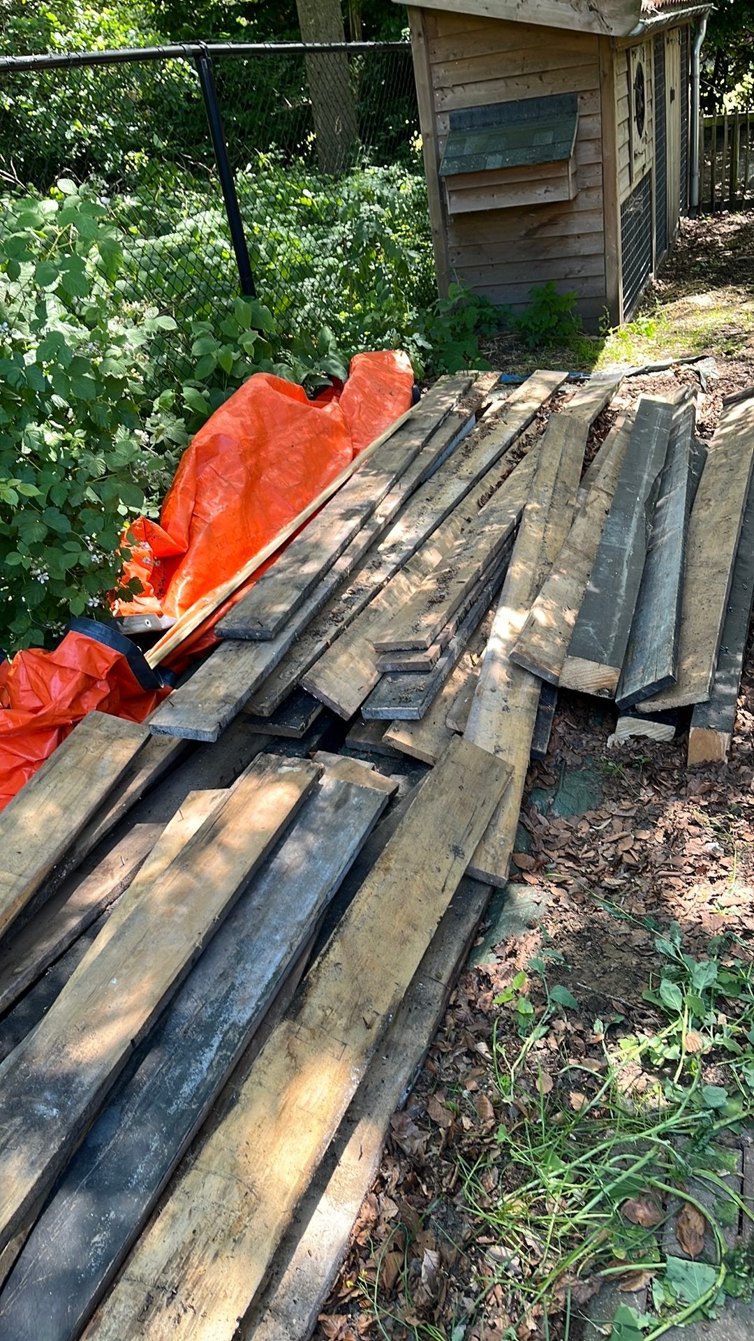 Vurenhout planken, Doe-het-zelf en Verbouw, Hout en Planken, Geïmpregneerd, Gebruikt, 25 tot 50 mm, Ophalen of Verzenden