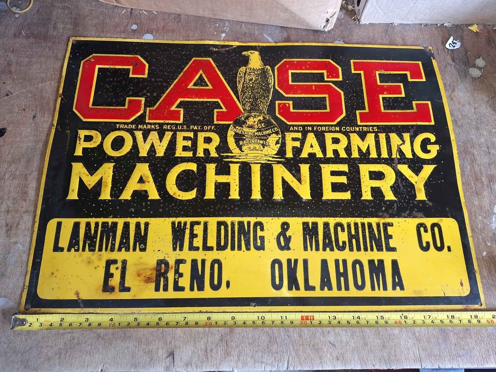 Vintage metalen Case Power Farming Machinery reclamebord, Ophalen of Verzenden