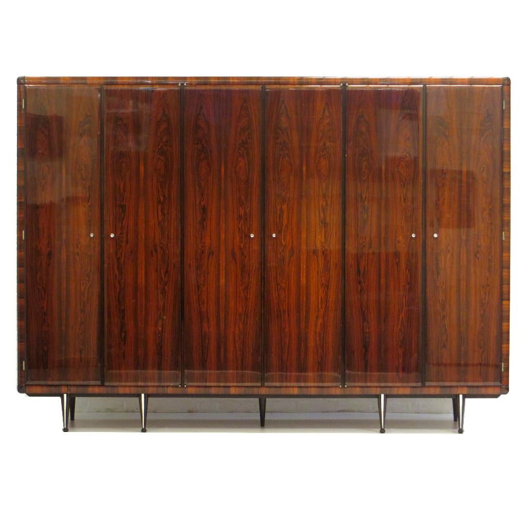 Vintage mid century Italiaanse kledingkast in palissander, Ophalen of Verzenden, Gebruikt