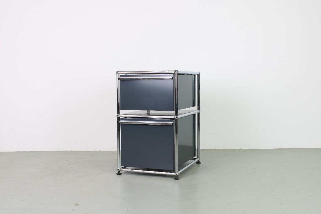 USM Haller, ladenblok, antraciet, 2 lades, Ophalen, Minder dan 50 cm, Gebruikt, 1 of 2 laden