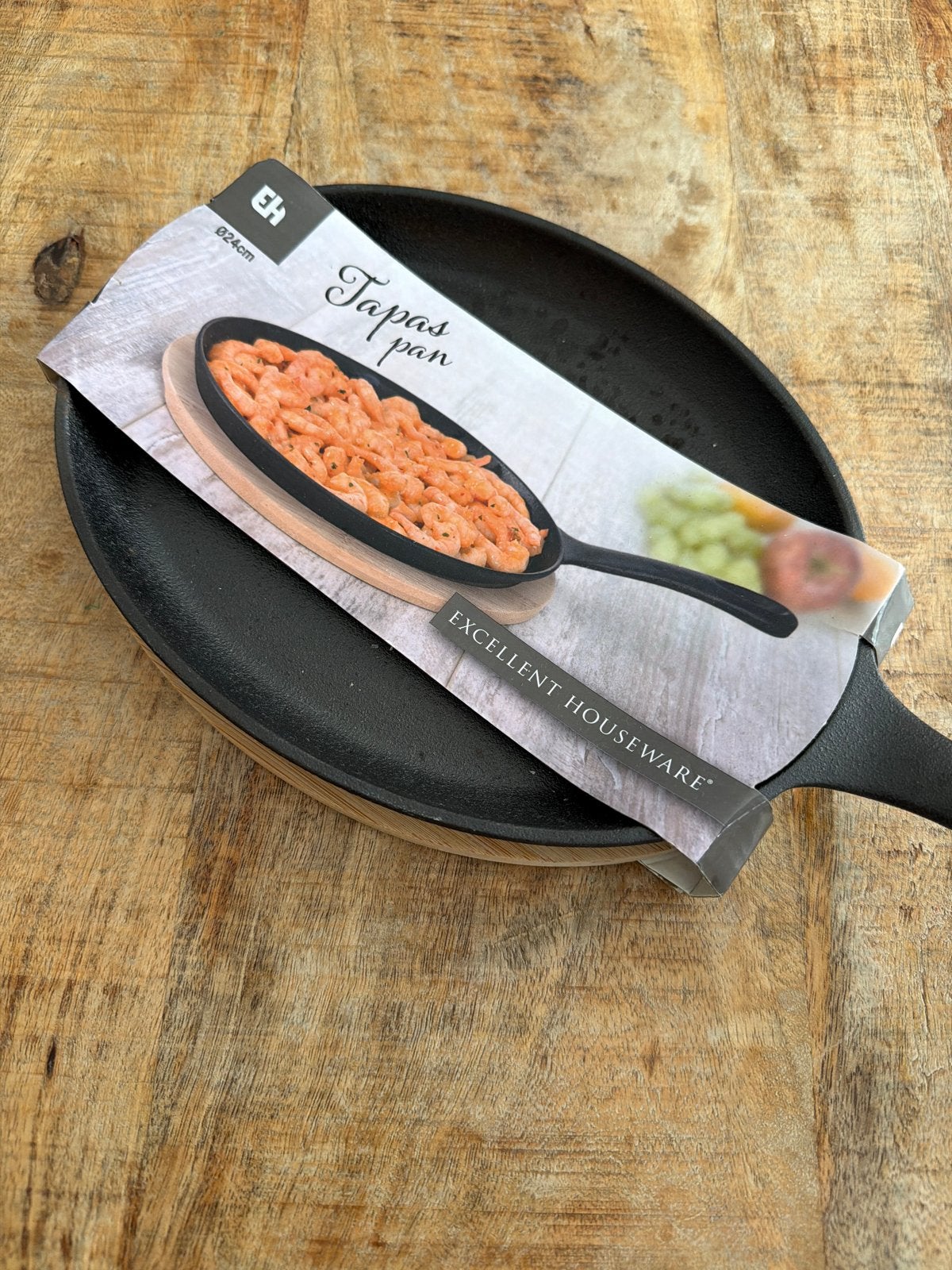 Nieuwe Excellent Houseware Tapaspan met houten onderzetter, Ophalen of Verzenden, Nieuw