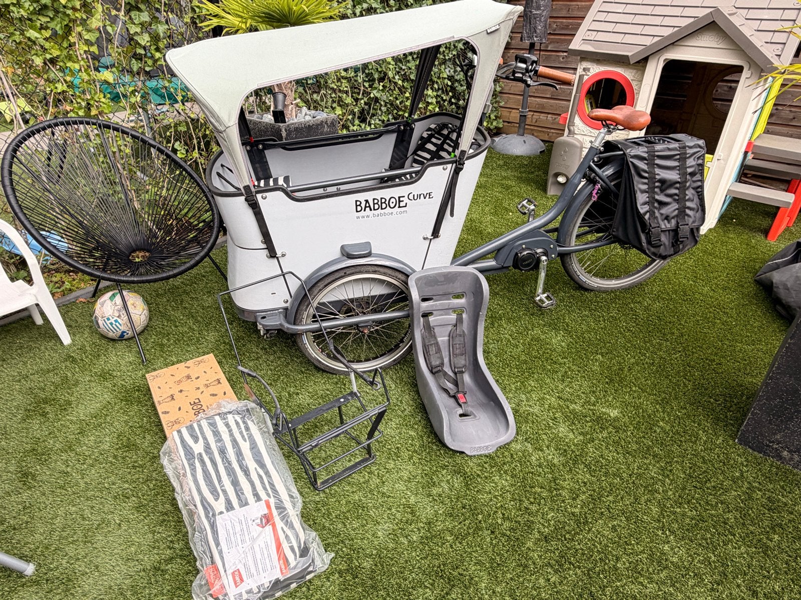 Babboe Curve Mountain E-bakfiets met complete accessoire set, 4 kinderen of meer, Gebruikt, Elektrisch, Ophalen