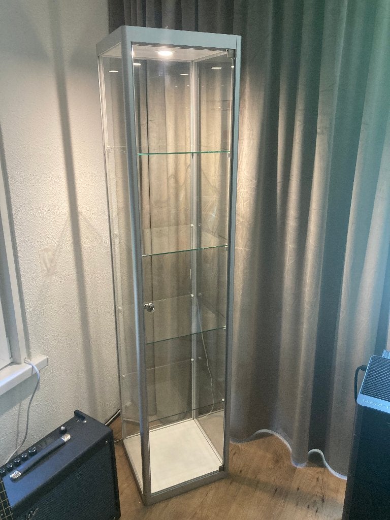 Professionele aluminium vitrine, Huis en Inrichting, Kasten | Vitrinekasten, Ophalen, Minder dan 50 cm, Zo goed als nieuw, Glas