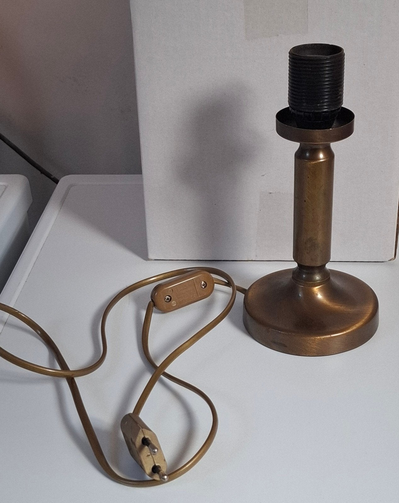 Vintage Tafellampvoet Bronskleurig - 22,5 cm hoog, Gebruikt, Vintage, Bruin, E27 (groot)
