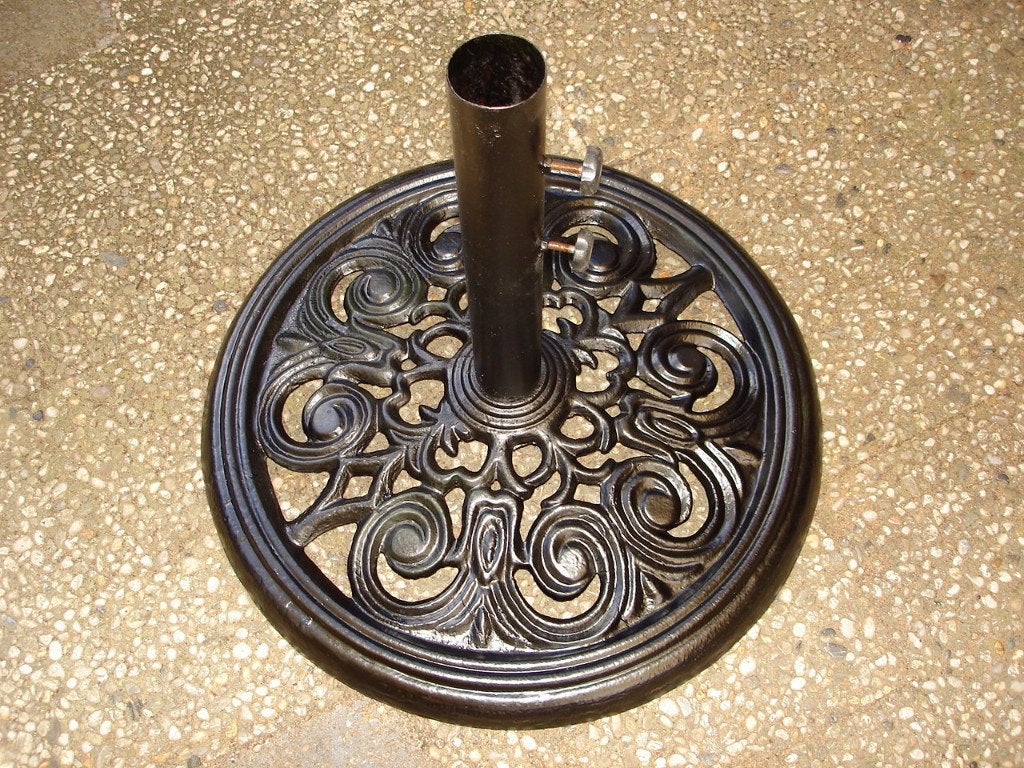 Prachtige zware zwarte Parasolvoet (rond 60), Tuin en Terras, Ophalen, Gebruikt, Minder dan 1 meter, Overige typen