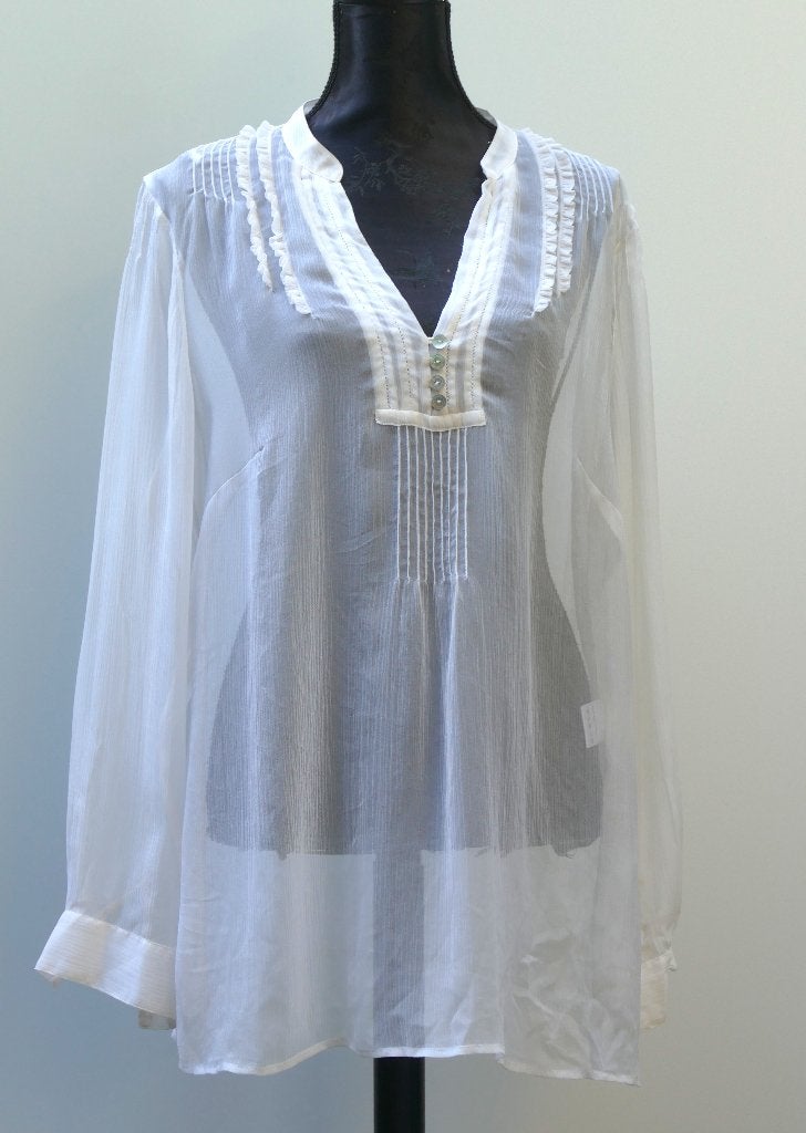 MADELEINE transparante zijden blouse maat 44, Verzenden, Wit, Maat 46/48 (XL) of groter, Zo goed als nieuw