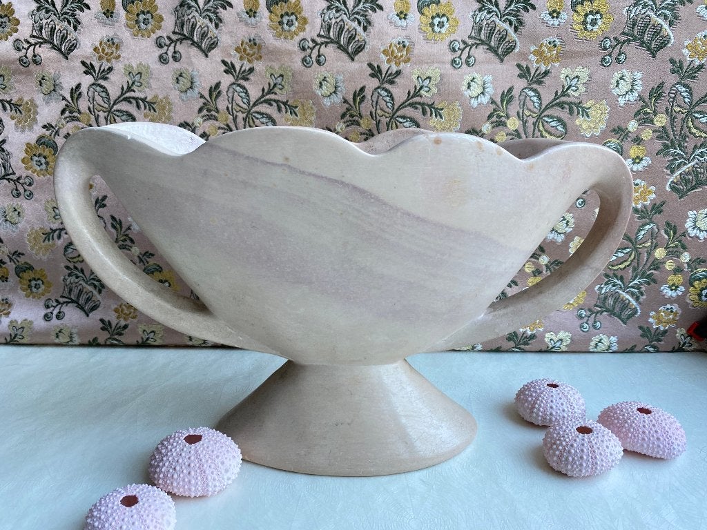 Art Deco jardinìere, antiek zeepsteen vaas op voet, Ophalen of Verzenden