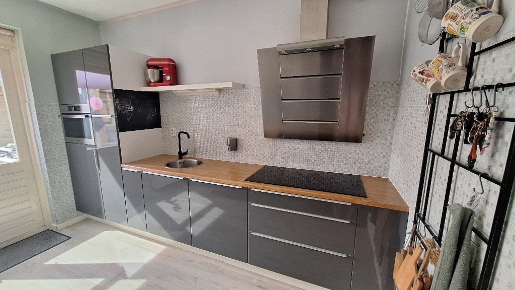 Keuken antraciet hoogglans, Huis en Inrichting, Keuken | Complete keukens, Ophalen, Gebruikt, Dubbelwandige keuken, Hoogglans of Gelakt