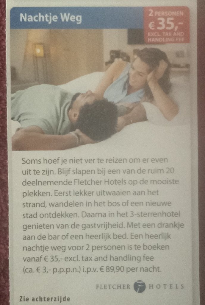 Fletcher Hotels Nachtje Weg Voordeelbon, Twee personen, 1 overnachting