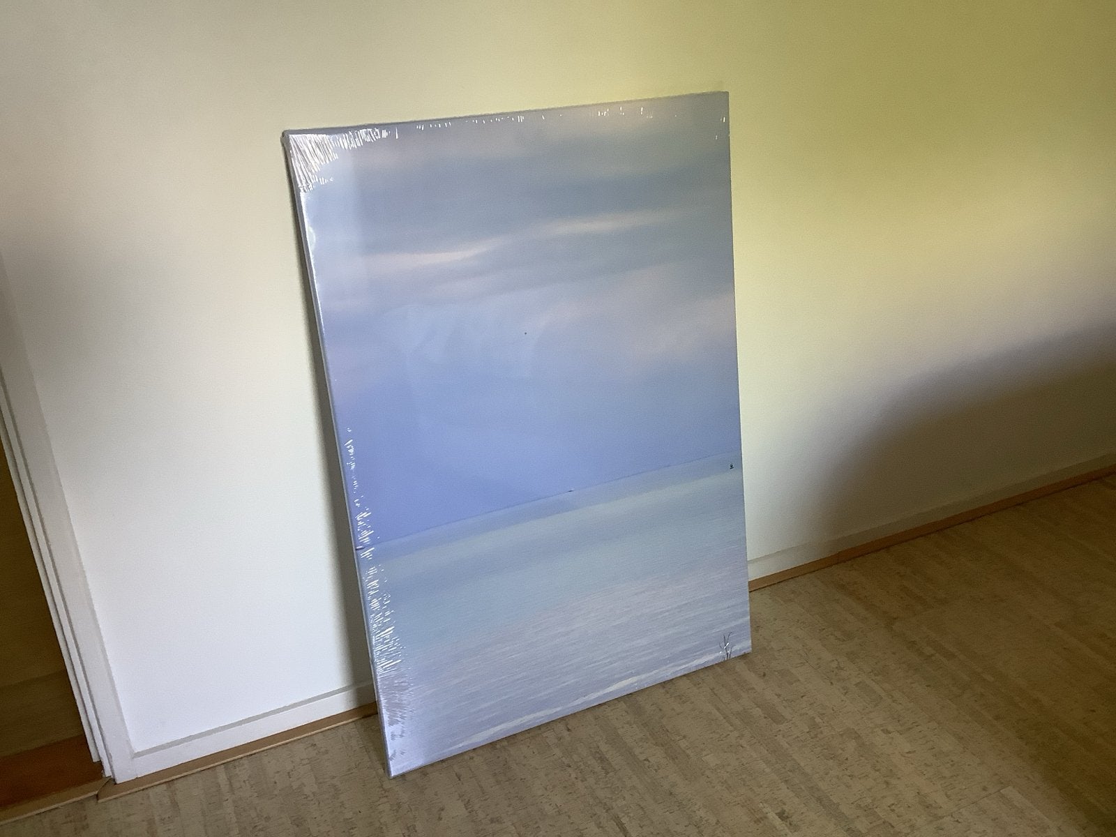 Noordzee vlak met helderblauwe lucht op canvas, Ophalen of Verzenden, Foto, Fotografie