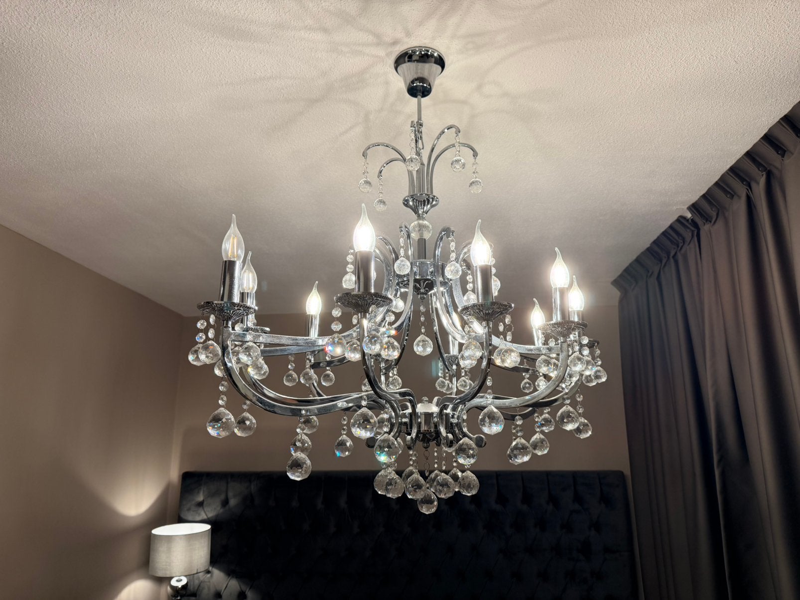 Luxe kristallen Kroonluchter lamp dimbaar XL, Huis en Inrichting, Ophalen of Verzenden, Zo goed als nieuw, Glas