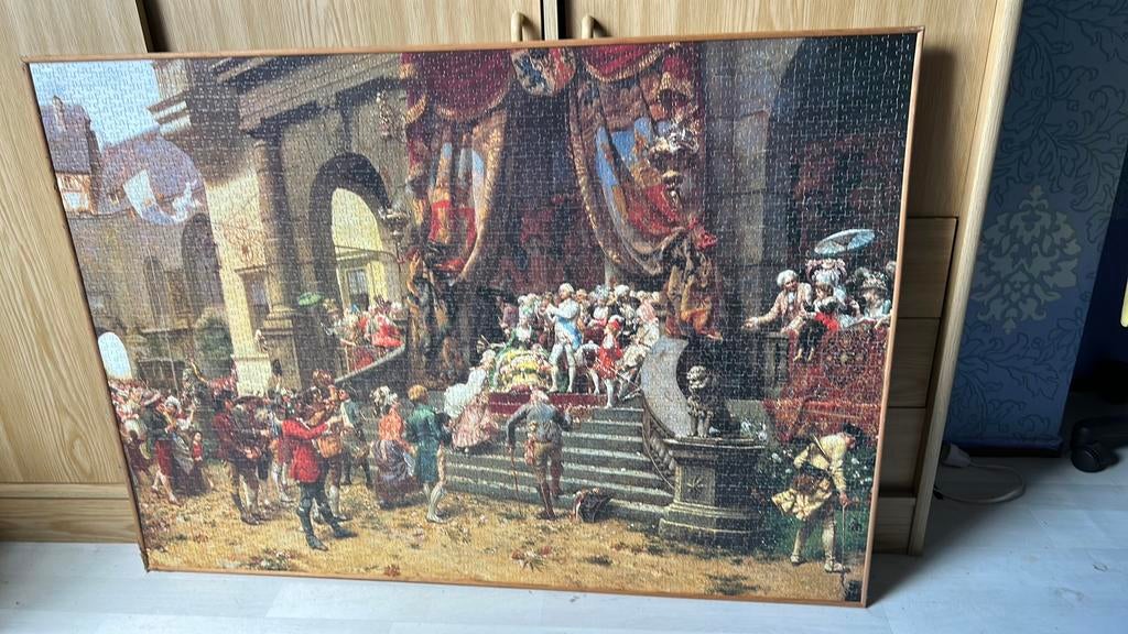 Ingelijste puzzel gelijmd, Antiek en Kunst, Ophalen of Verzenden